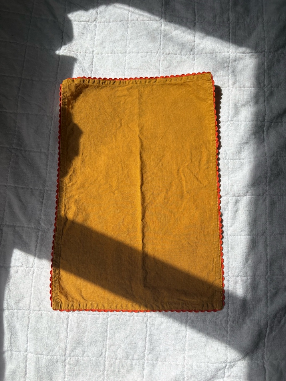 Schoolhouse Cotton Linen Mustard Scalloped Napkin Towel